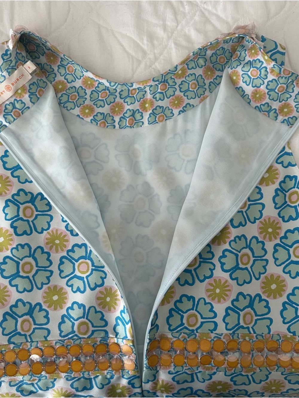Stunning $498 Tory Burch Annette Dress Silk Cotton Size 6 - Picture 5 of 5